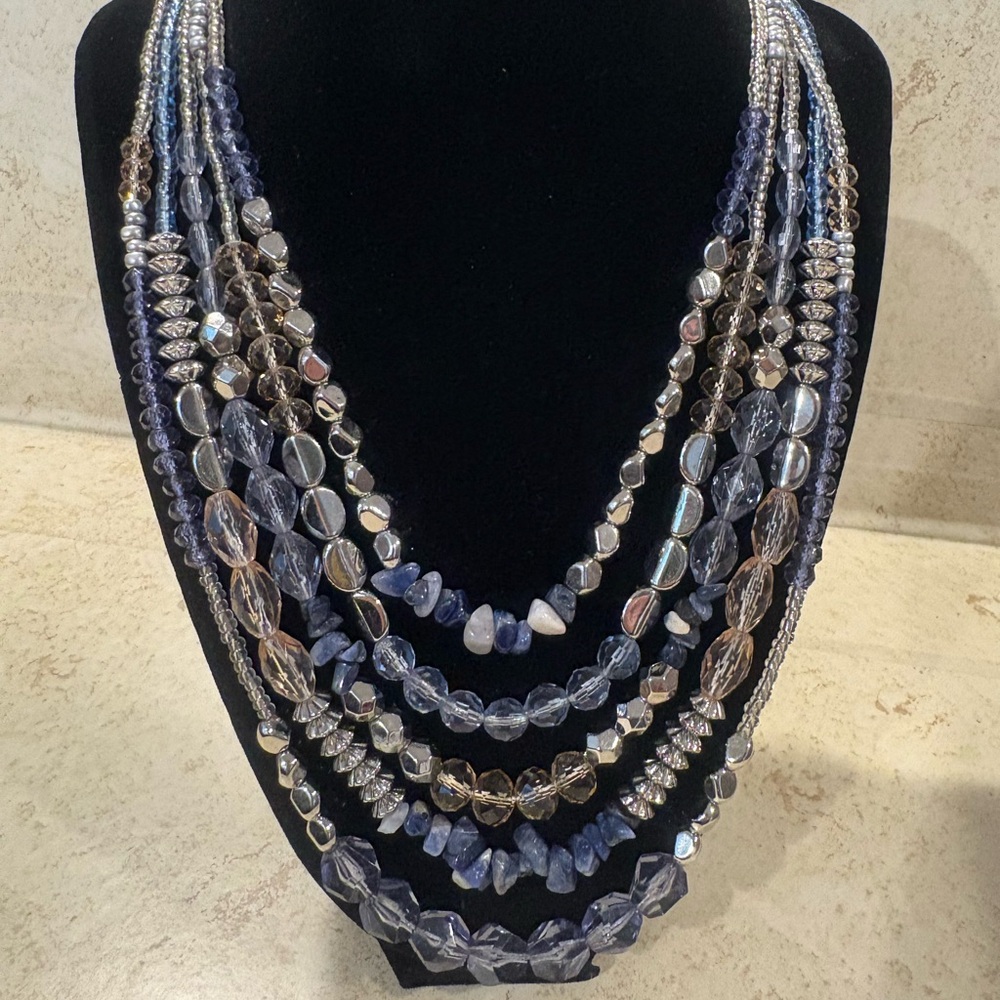 Vintage Premier Design Multilayer “Levi” Necklace with Blue Lapis and Glass